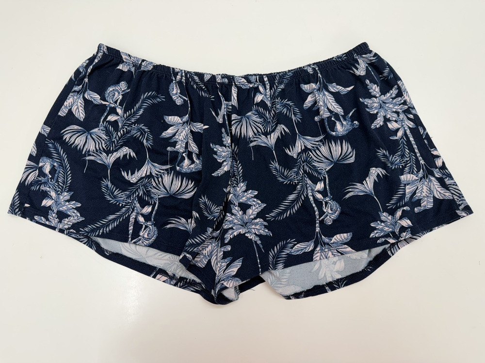 Secret Treasures Womens Pajama Shorts Size XL Blue Palm Trees Elastic Waist PJs